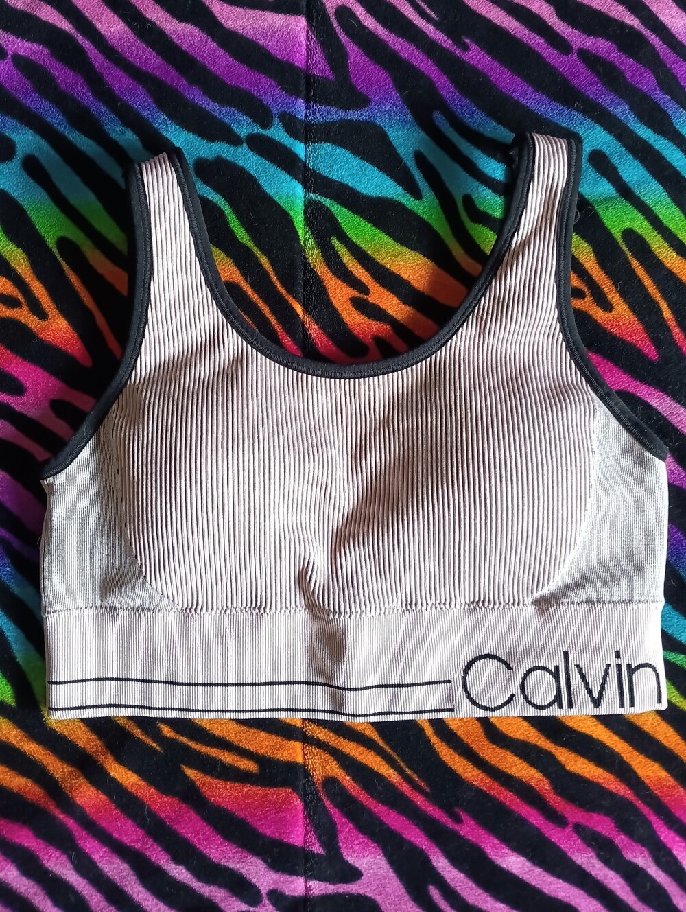 🖤 Calvin Klein Performance Sports Bra Ribbed Medium M Padded Recerback